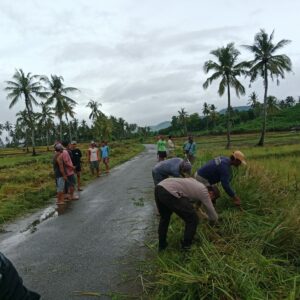 Bhabinkamtibmas Desa Sukamaju Laksanakan Sambang Desa dan Gotong Royong