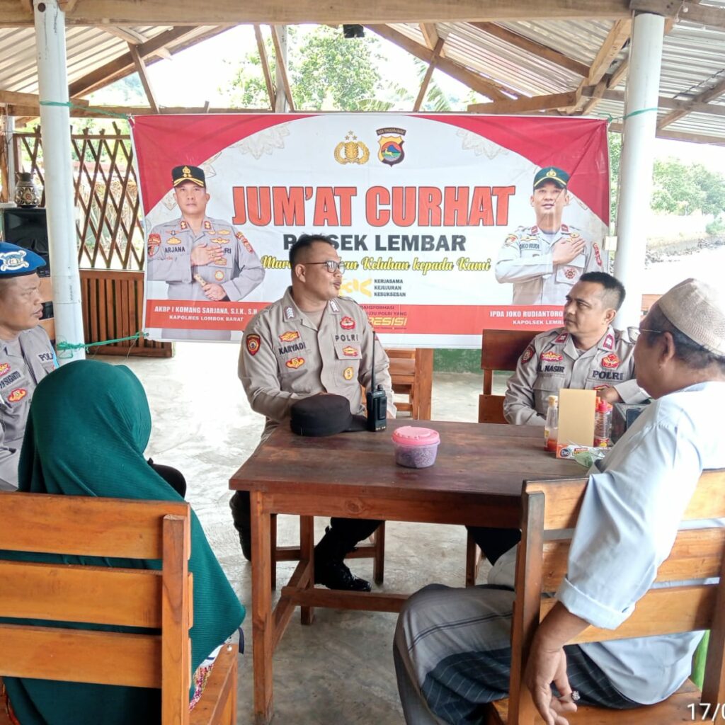 Jumat Curhat Polsek Lembar, Warga Teluk Waru Bahas Kamtibmas dan Antisipasi Banjir