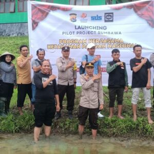 Dukung Ketahanan Pangan, Polsek Ropang Ikuti Launching Pilot Project Sumbawa