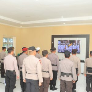 Polres Sumbawa Barat Ikuti Upacara Virtual Pemuliaan Nilai-Nilai Luhur Tribrata