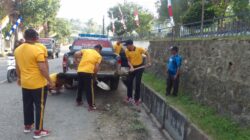 Personel Polsek Wawo Laksanakan Korvei Kebersihan Mako, Wujudkan Lingkungan Kerja yang Bersih dan Sehat