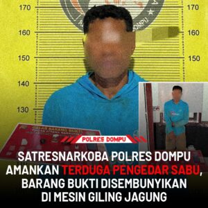 Satresnarkoba Polres Dompu berhasil mengungkap kasus penyalahgunaan narkotika di Lingkungan II, Kelurahan Monta Baru, Kecamatan Woja, Senin (22/9/2025). Seorang petani berinisial S (45) diamankan saat mencoba melarikan diri. Dari hasil penggeledahan, petugas menemukan puluhan paket sabu yang disembunyikan di dalam mesin giling jagung